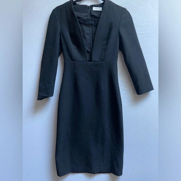 Babaton by Aritzia Masu Deep Plunge V Classic Black Midi Dress - Picture 8 of 16